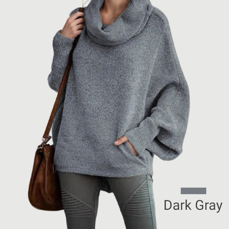 🥳 Women's Batwing Sleeve Turtleneck Sweater