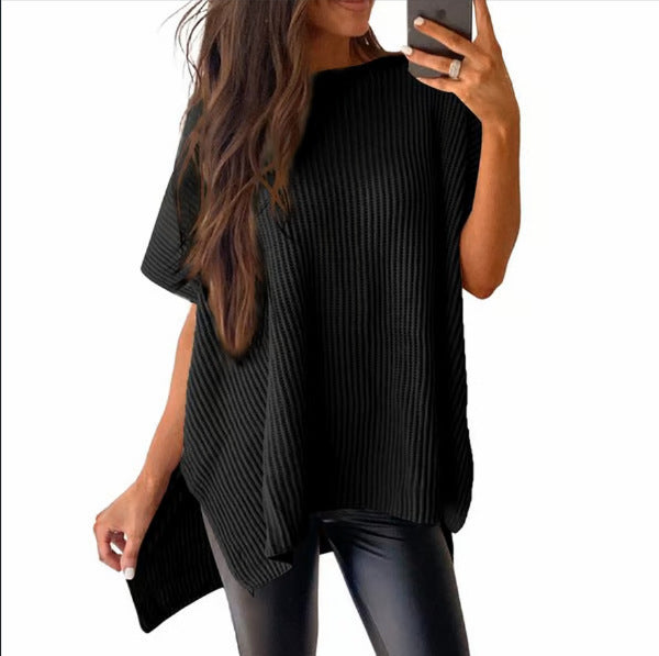 Knitted T-shirt with collar