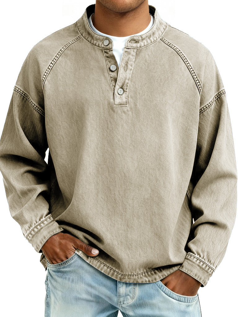 Retro long-sleeved button-down shirt