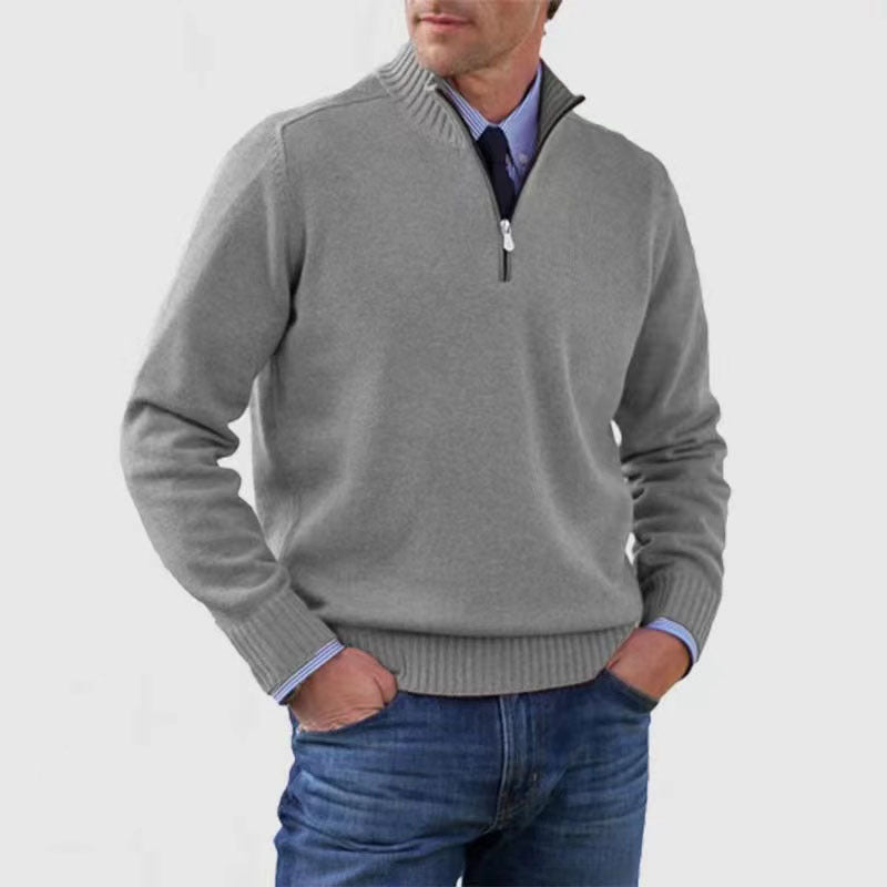High-neck zippered sweater