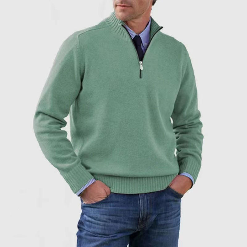 High-neck zippered sweater