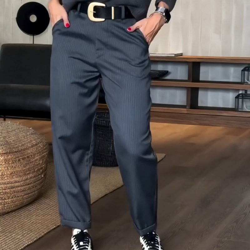 Classic slim-fit straight-leg suit pants