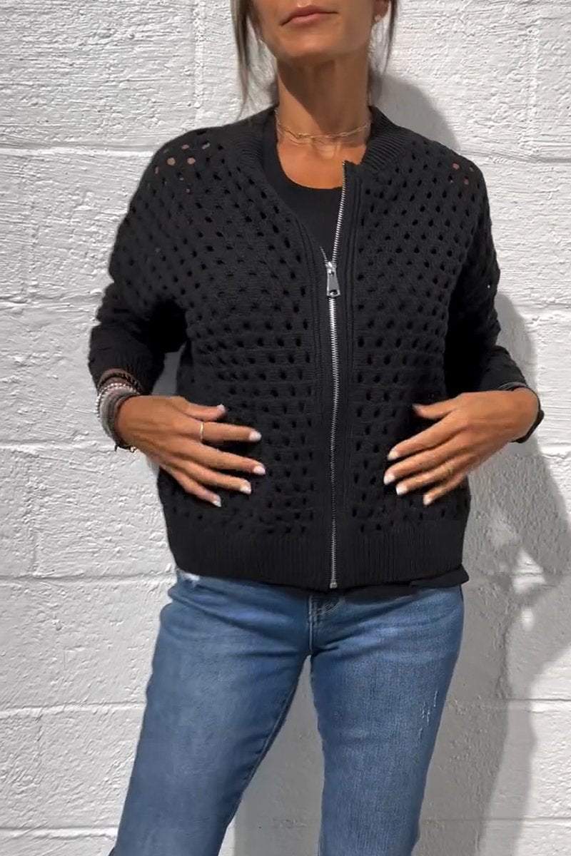 Openwork zipper jacket